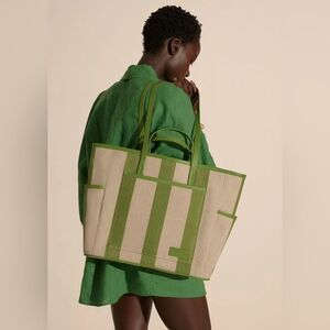& Other Stories Large Leather Trimmed Canvas Tote